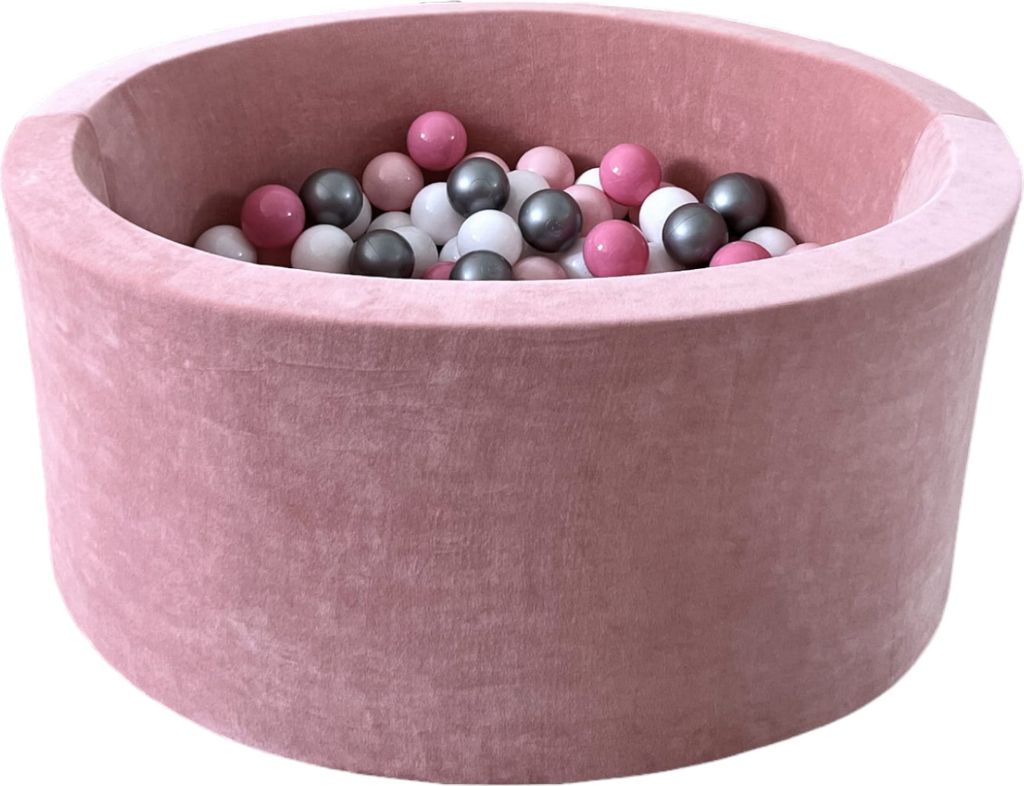 Monio for Kids - Rosa Trockener Bällebad aus Velvet mit 200 Bällen 40cm