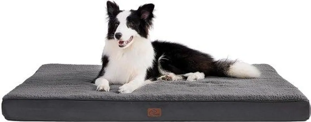 Couchage pour chien moyen gris foncé en laine douce - Lit 91x69x76 cm