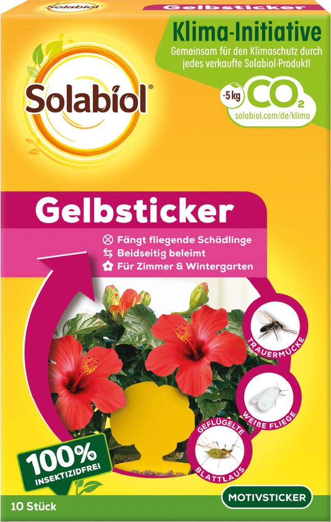 Solabiol Gelbsticker - 10 Stück - fängt fliegende Schädlinge