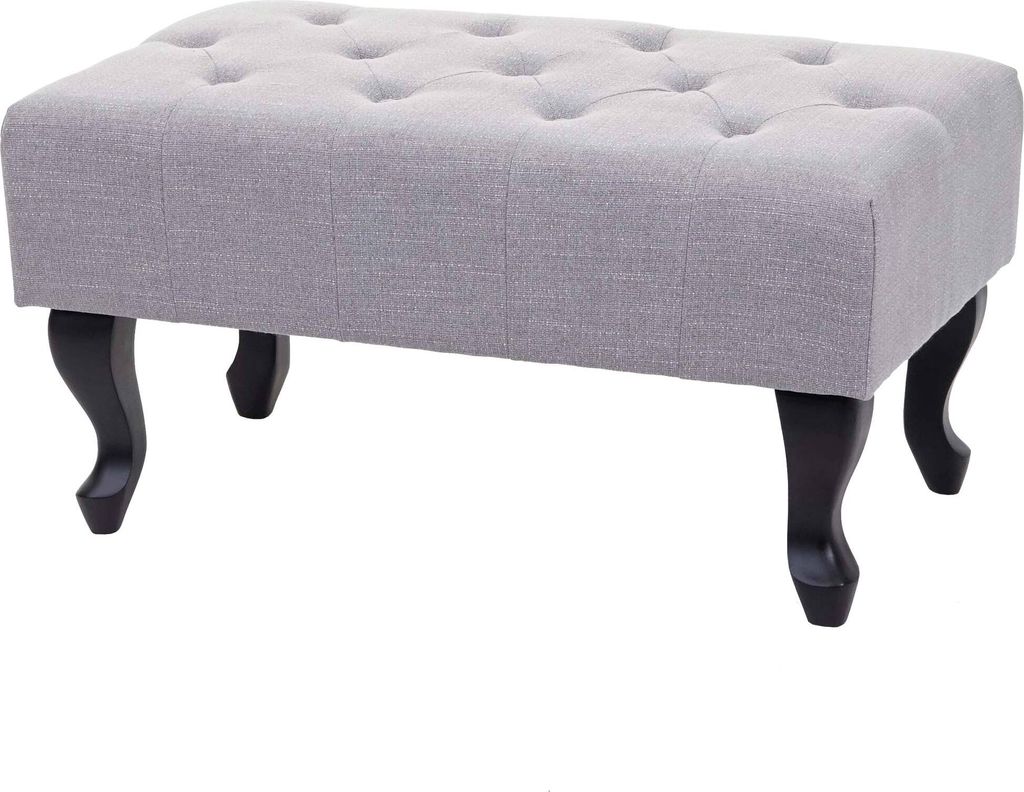 Ottomane Chesterfield, Sitzhocker Fußablage Hocker, wasserabweisend Stoff/Textil 39x77x47cm grau