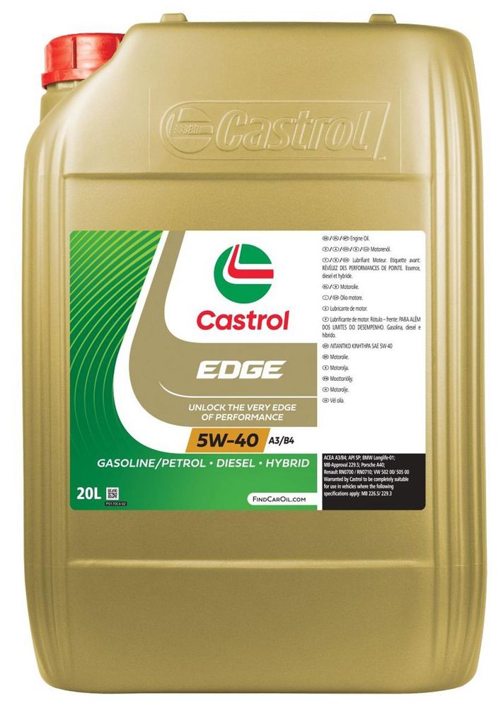 CASTROL Edge A3/B4 für 5W-40 20 Liter Motoröl Motorenöl Synthetisch Longlife-01 229.5 226.5 229.3 502 00 RN0710 505 00 Öl