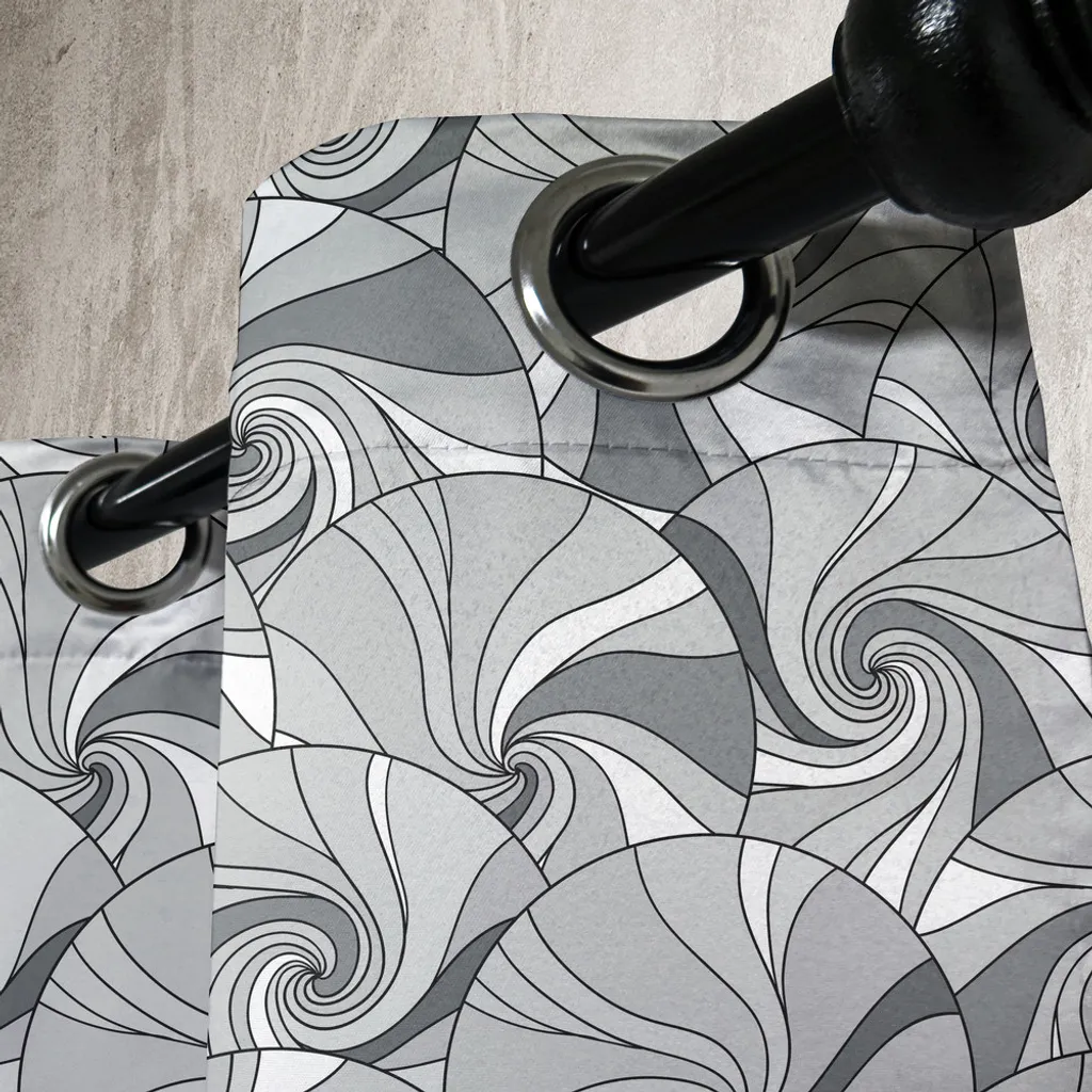 Rideau gris anti-vis-à-vis 280x245 cm, solution déco motifs ronds