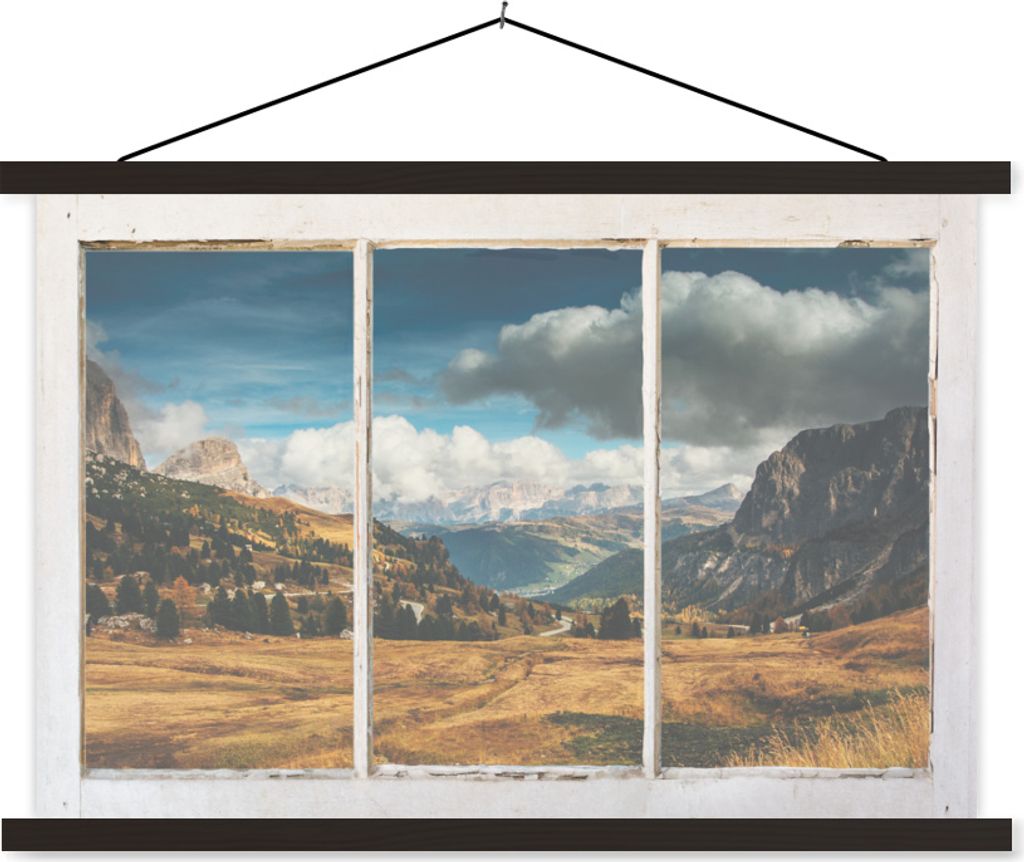 MuchoWow Textilposter Aussicht - Landschaft - Hügel 60x40 cm mit schwarzem Rahmen - Hölzernes