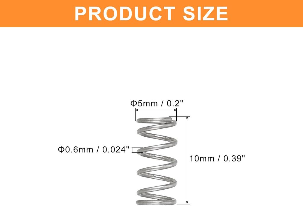 5 Stš¹ck Druckfeder, 0.6 x 5 x 10 mm Druckfedern Feder Federn Zugfeder Zugfedern Spring Spiralfeder Spiralfedern Sprungfeder Stahlfeder 304 Edels...
