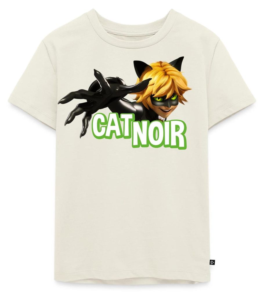 Spreadshirt Miraculous Cat Noir Adrien Kinder Premium T-Shirt, 134/140 (8 Jahre), Naturweiß
