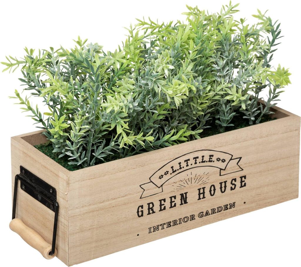 Künstlicher blumenkasten "house" holz h24,5cm - Atmosphera créateur d'intérieur