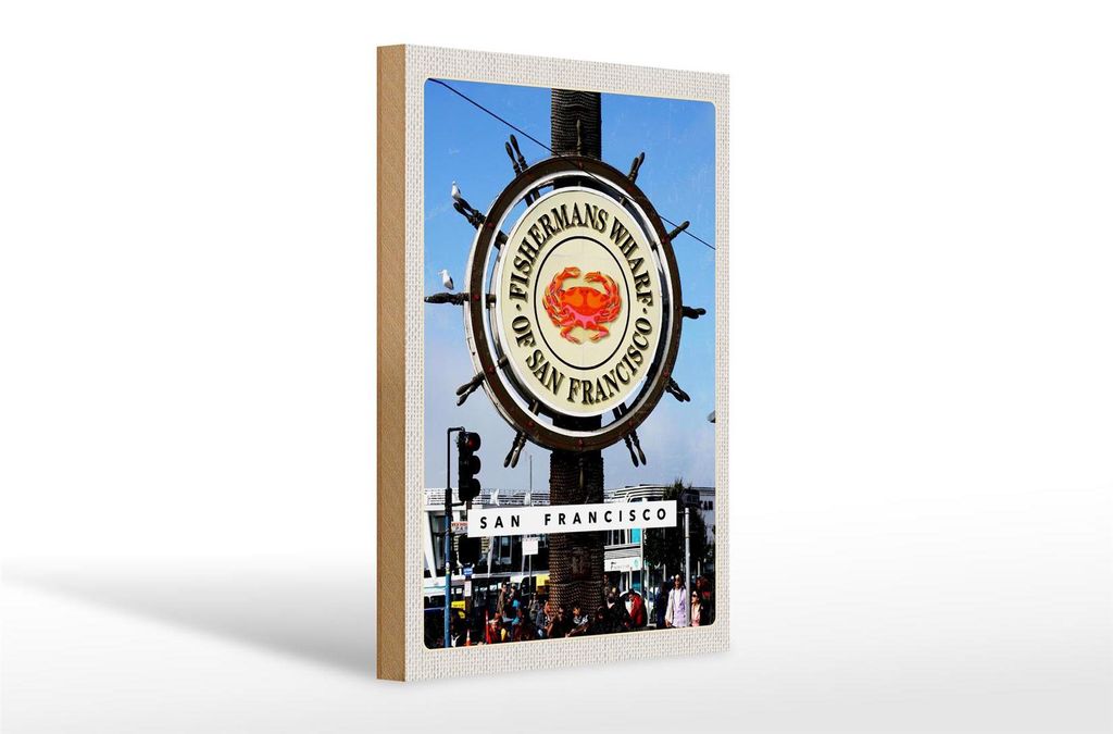 Holzschild Reise 20x30cm San Francisco USA Fischermans