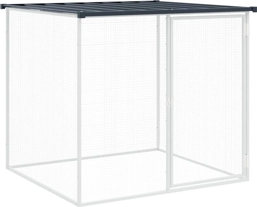Cage à Poules Acier Galvanisé Anthracite 4m - Toit de Protection