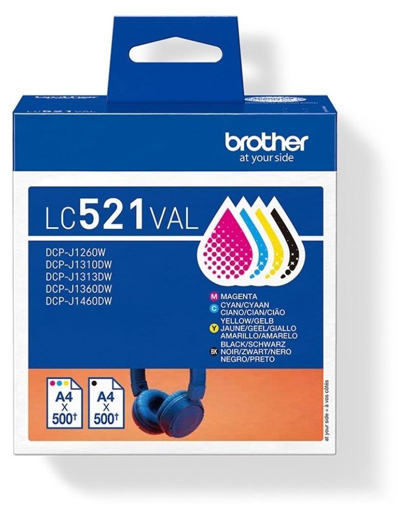 Brother LC521VAL, Schwarz, Cyan, Magenta, Gelb, 4 Stück(e), Produktbild 
