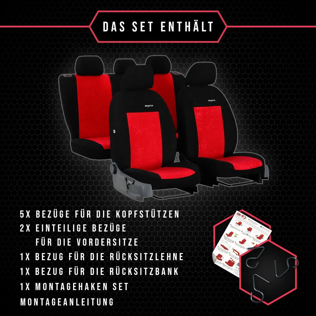 Coprisedili auto Coprisedili universali per Ford Escort Rosso Set coprisedili auto - 9