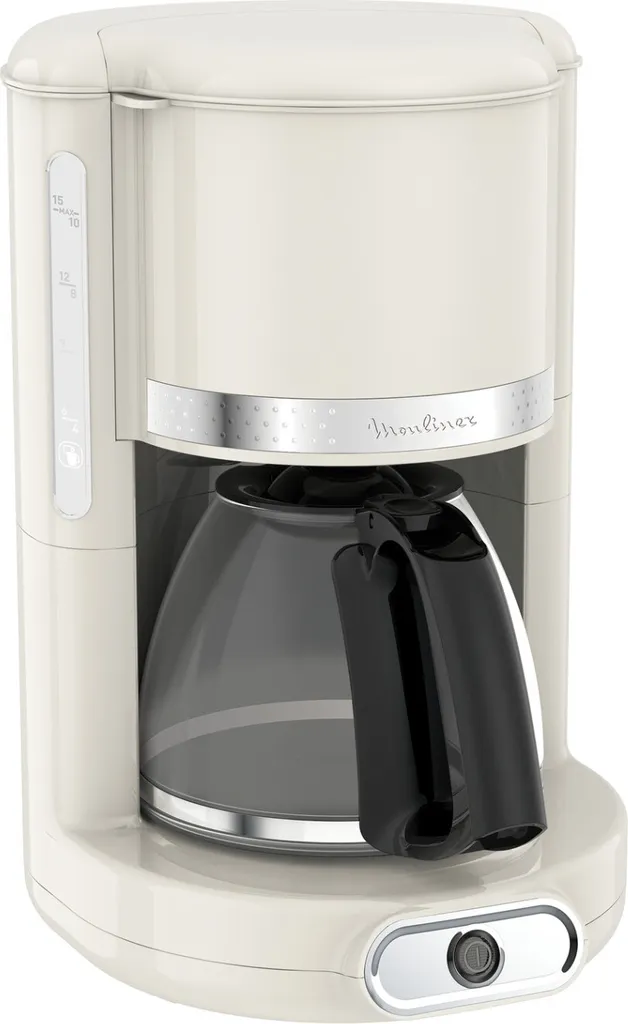 Cafetière Moulinex 1000W ivoire avec système anti-goutte et verseuse verre