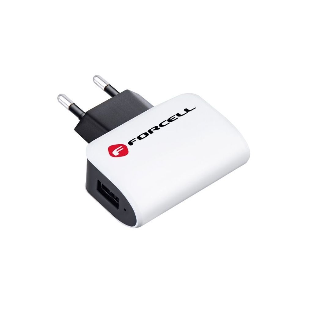 Forcell NETZ-Ladegerät Universal 1A mit USB Wandladegerät Überhitzung und Stoßspannungen Weiß-Schwarz