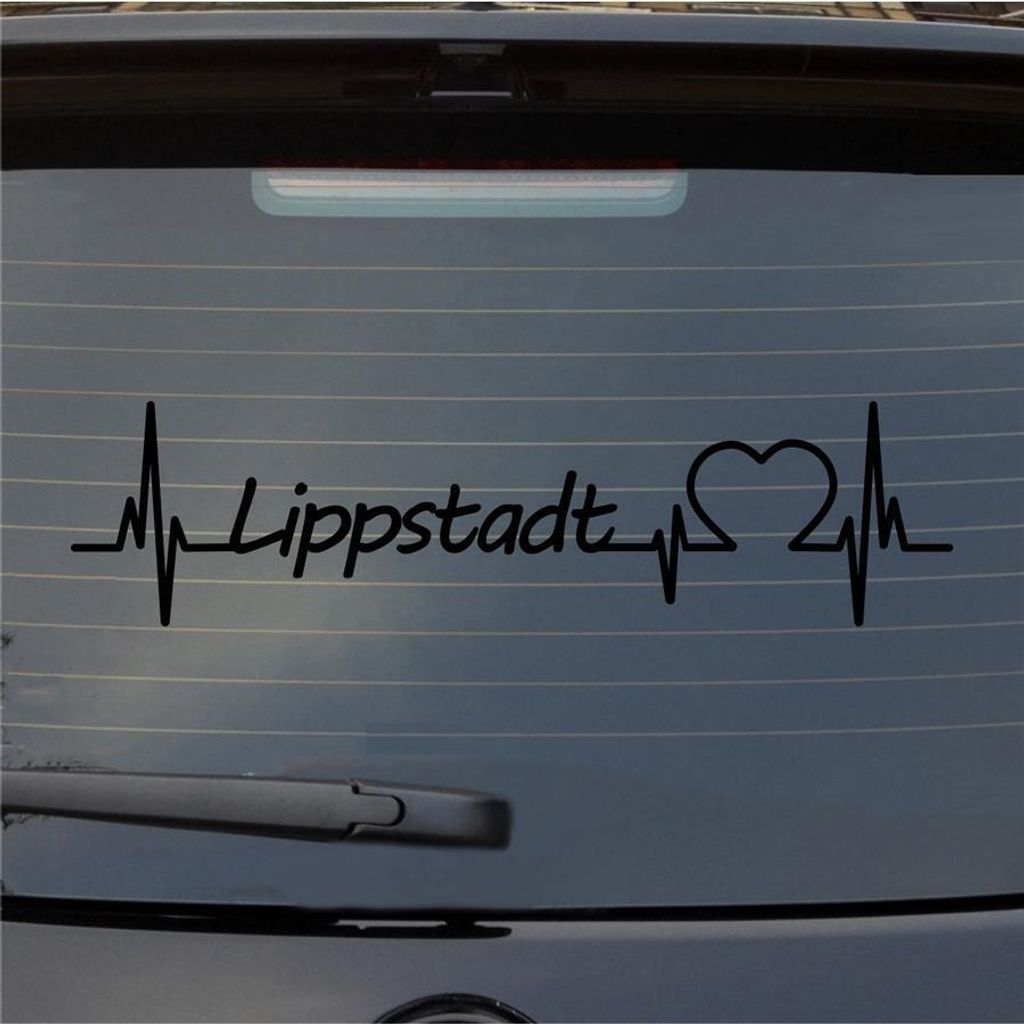 Heckscheibenaufkleber Lippstadt Herzschlag Puls Stadt Liebe 55x20 cm Schwarz Glanz Auto Aufkleber Sticker
