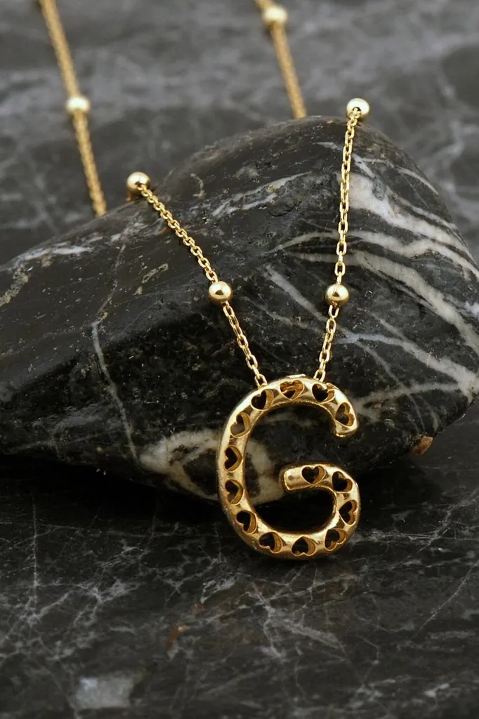 Collier Cœur Lettre G Argent 925 Plaqué Or - Bijou de Qualité Anti-Terni