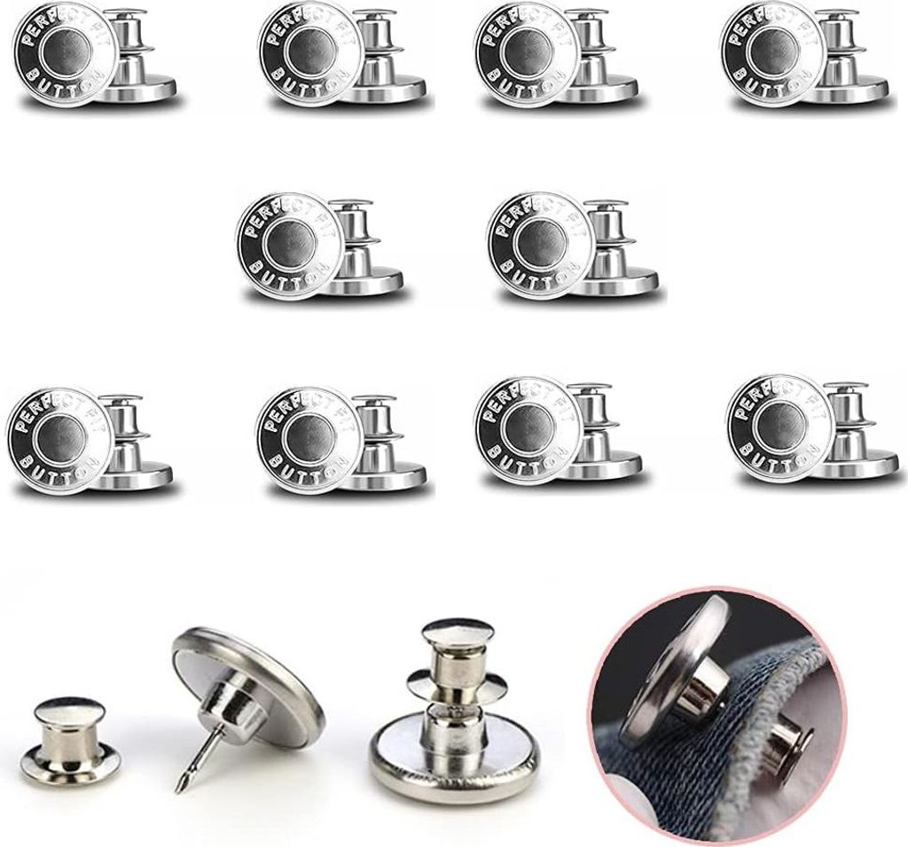 Wechselbare Jeansknöpfe - 10 Stück - Silber - 17 mm