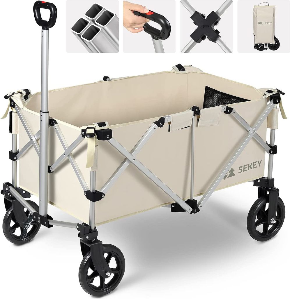 Sekey Bollerwagen Faltbar Aluminium Handwagen  Transportwagen 165L Belastbarkeit 100KG