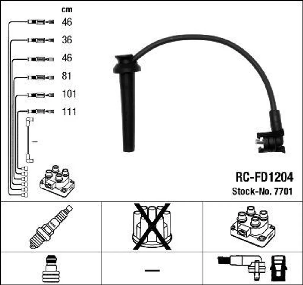 NGK 7701 Set cavi accensione OE compatibile con Mondeo, Cougar