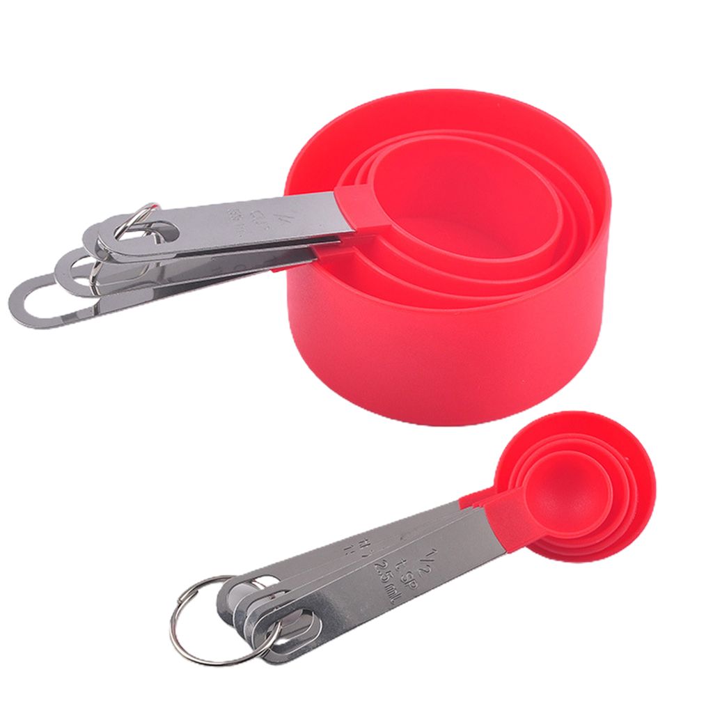 8pcs/festgelegte Haushaltskastzstoffmessung Tasse Löffel mit Griffhaus Geschirrspüler-Rot