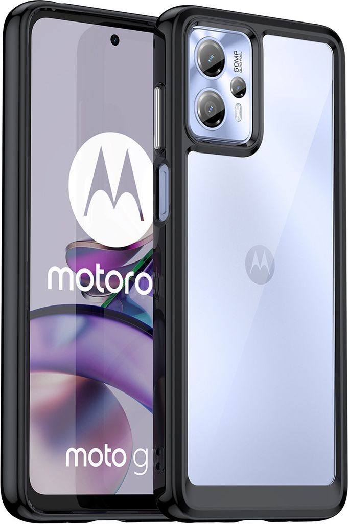 Moto G13 Hülle, Klar Rückseite Stoßfeste TPU Silikon Bumper Schutzhülle für Motorola Moto G13 / G23 Schwarz
