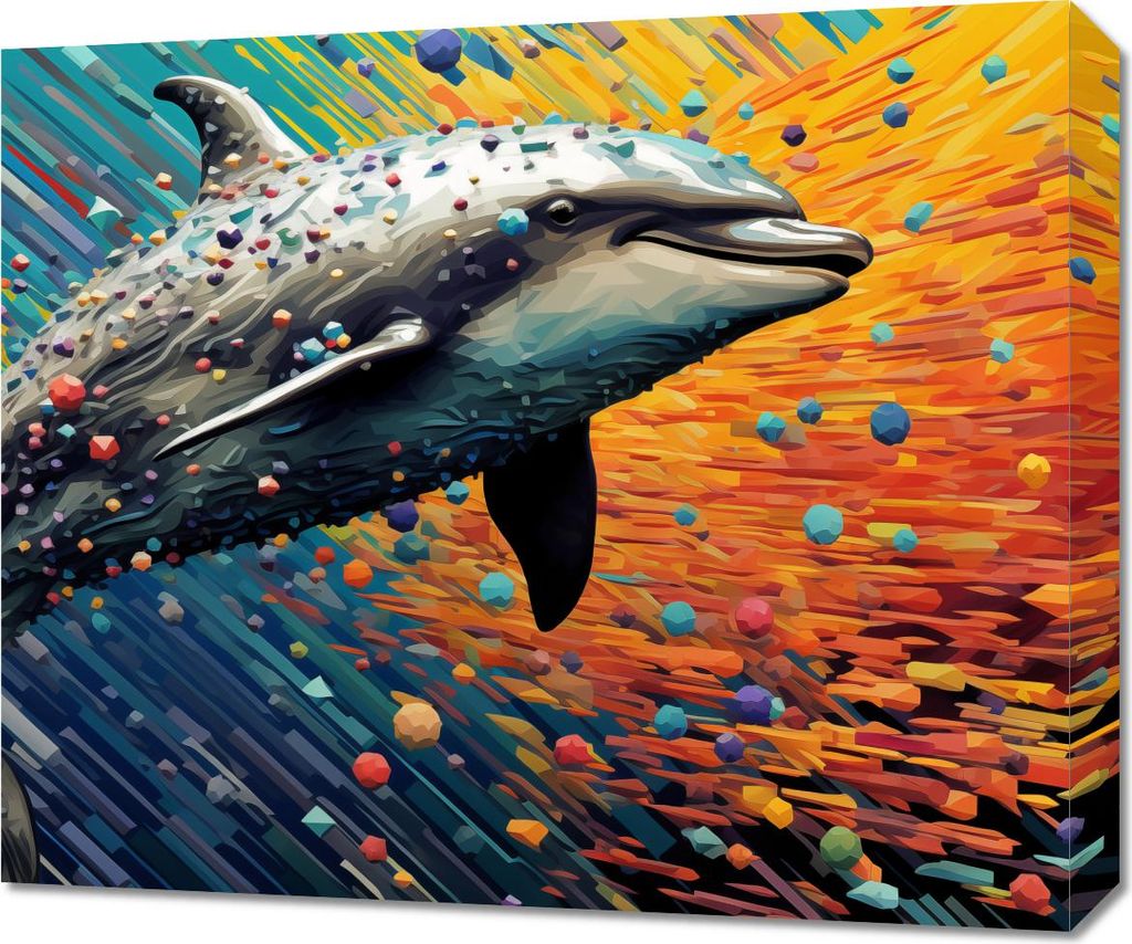 Bild 60x50cm Delphin in der Farbpalette