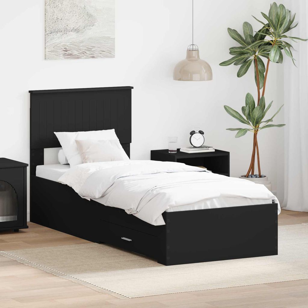 Maison Exclusive - Bettrahmen Schwarz und Silber 75 x 190 cm Holzwerkstoff