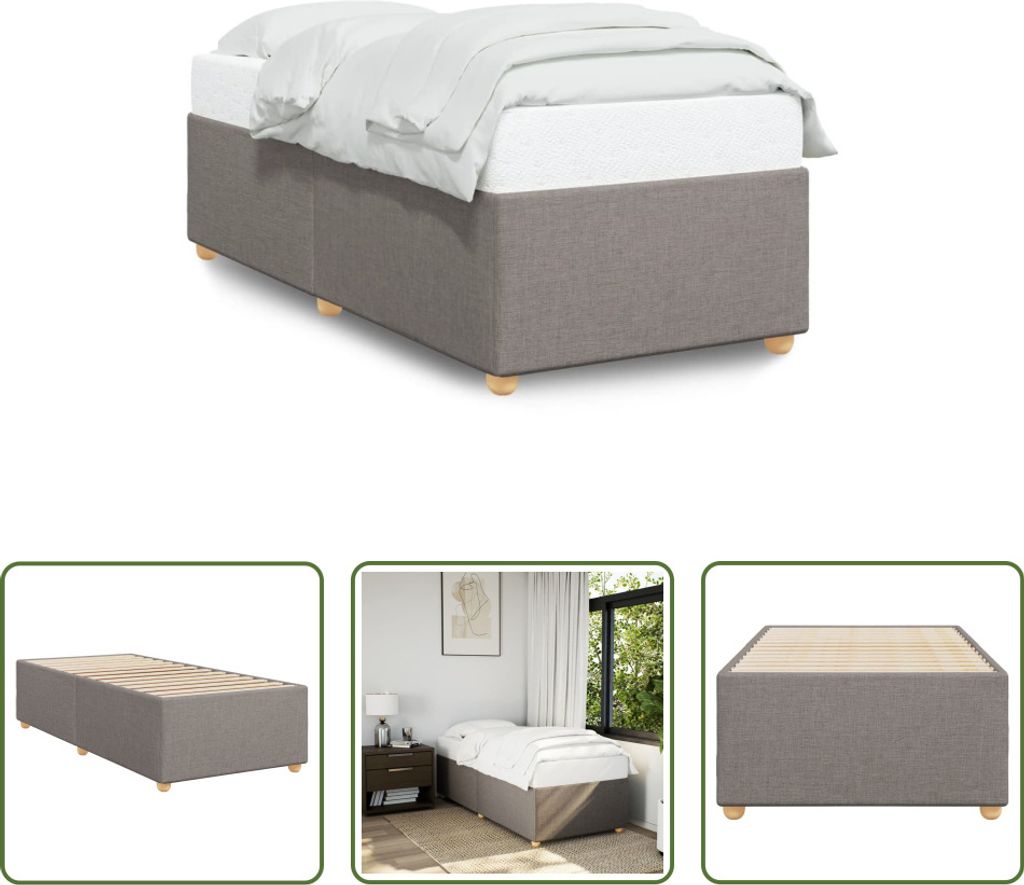 The Living Store Bettgestell Taupe 90x200 cm Stoff