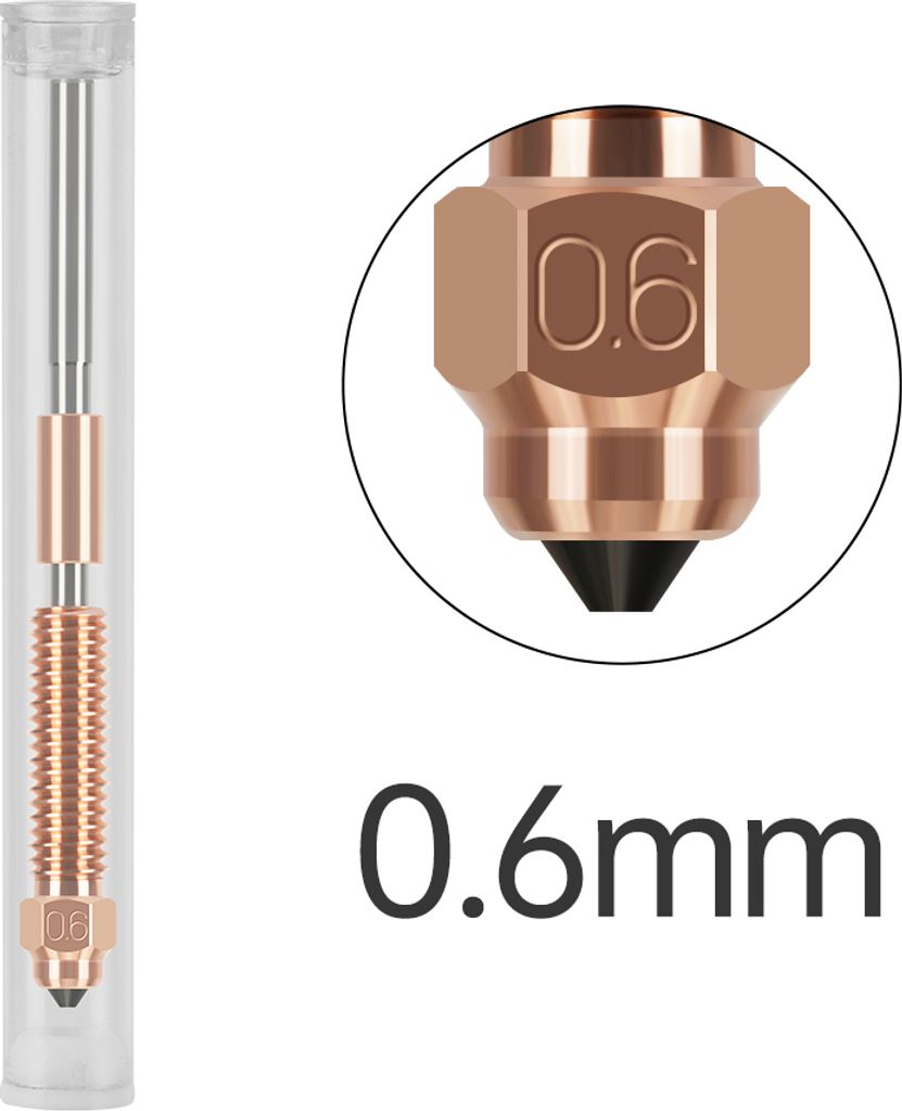 3D-Druckerzubehoer, 0,6 mm CZ-Kupfer-Beschichtungsduese aus gehaertetem Stahl, kompatibel mit Creality K1C/K1 Max/Ender 3 V3. Integrierte Bimetall-...