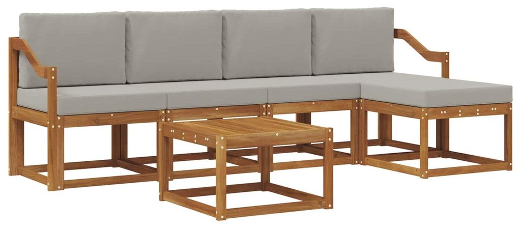 vidaXL Outdoor-Sofagarnitur mit Kissen 6 pcs Natürlich und Hellgrau