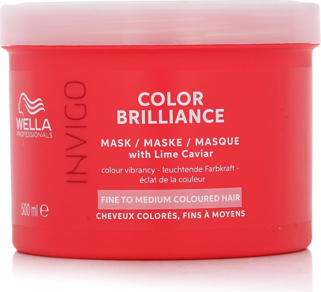A product shot of a red hair mask container.