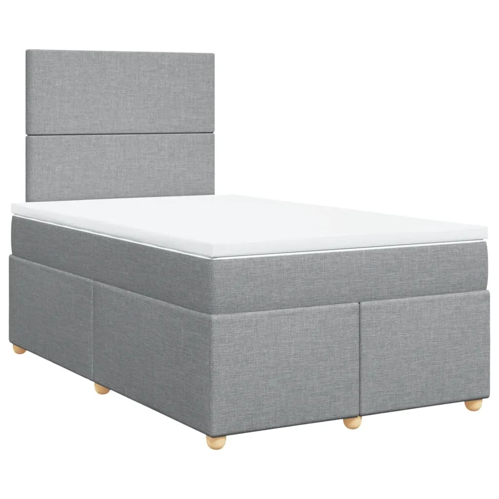 Lit complet boxspring 120x200 matelas intégré tissu gris clair chic