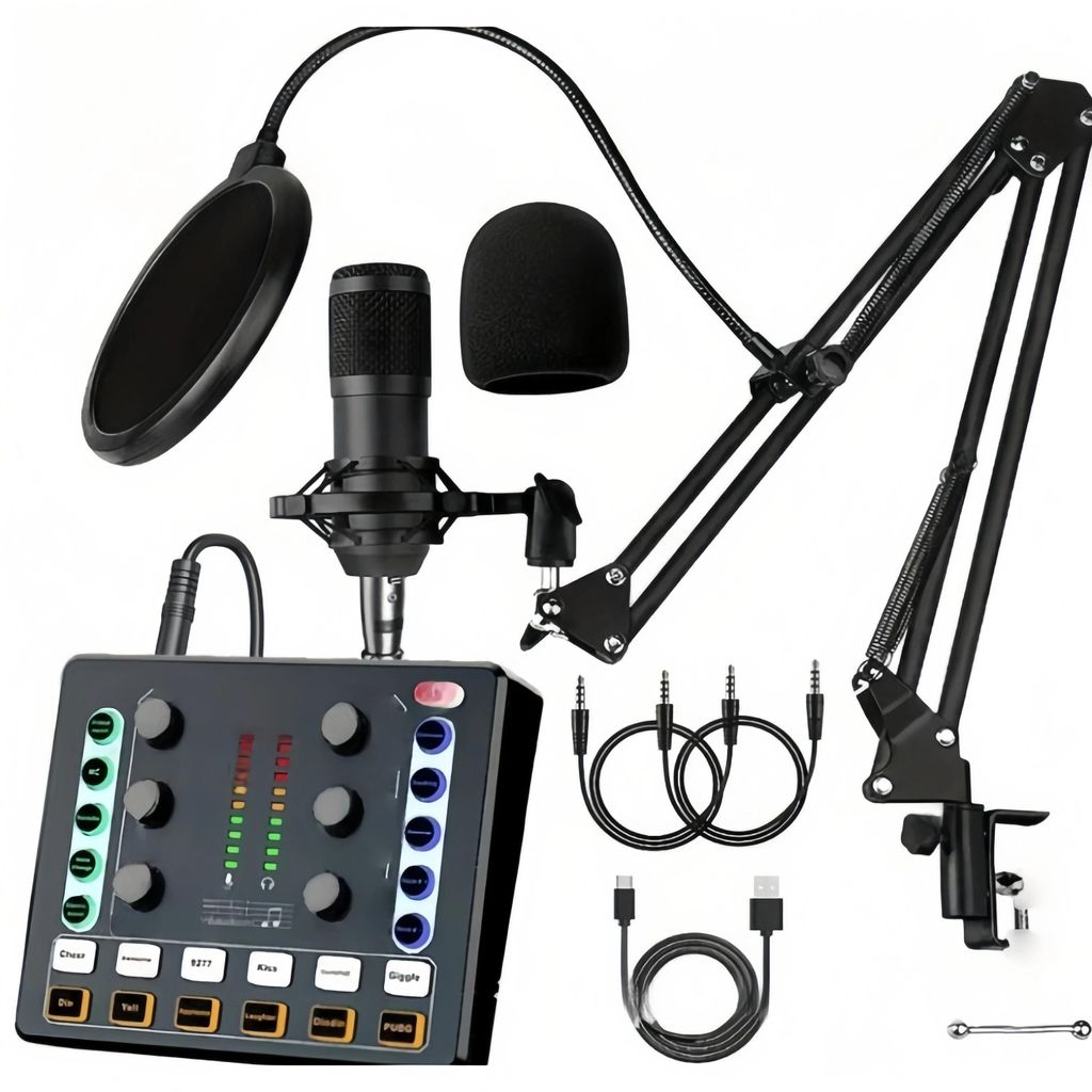 Live-Soundkarte - Bluetooth-Mischpult - Für Handy & PC - Podcast, Aufnahme, Karaoke - Tragbar - Schwarz
