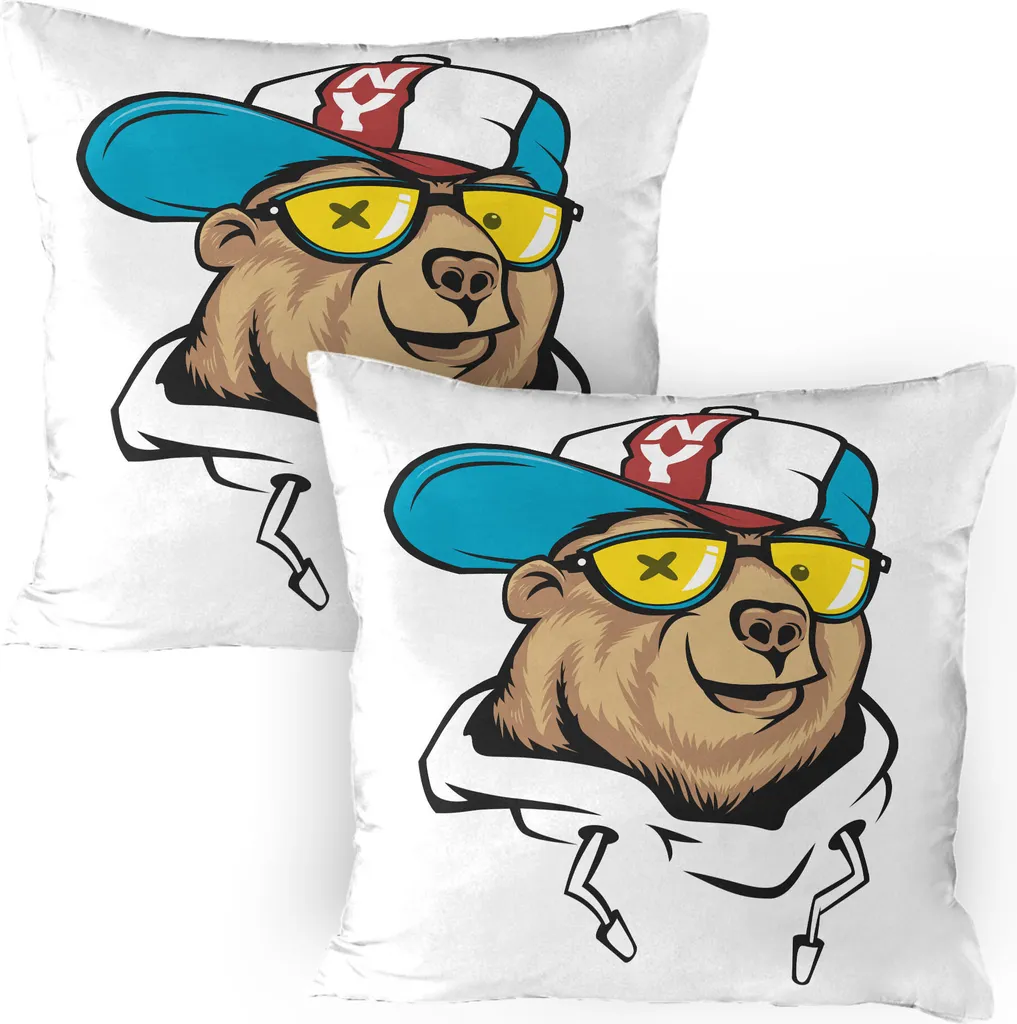 ABAKUHAUS Federa Orso NY 80x80 - Set 2 Pezzi Stile Urban Moderno