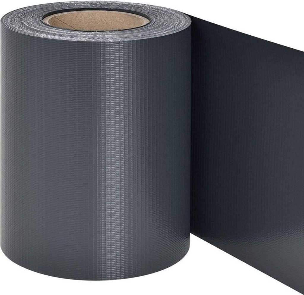Zaunblende Strend Pro EUROSTANDARD, 190 mm, L-35 m, schattenspendend, anthrazit, abdeckend, für Zaunpaneele, mit 20 Clips, 450 g/m2, PVC, RAL7016