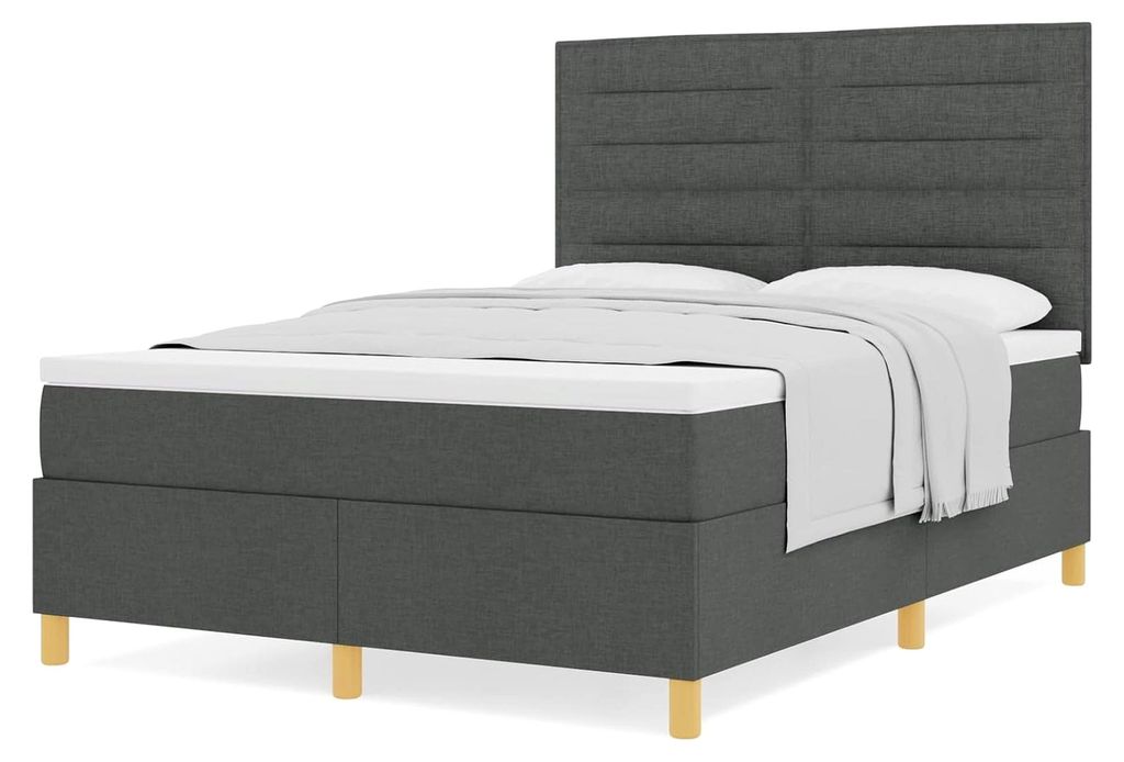Boxspringbett mit Matratze King Size, dunkelgrau, Holzrahmen, für Winter und Frühling, max. 2 Personen