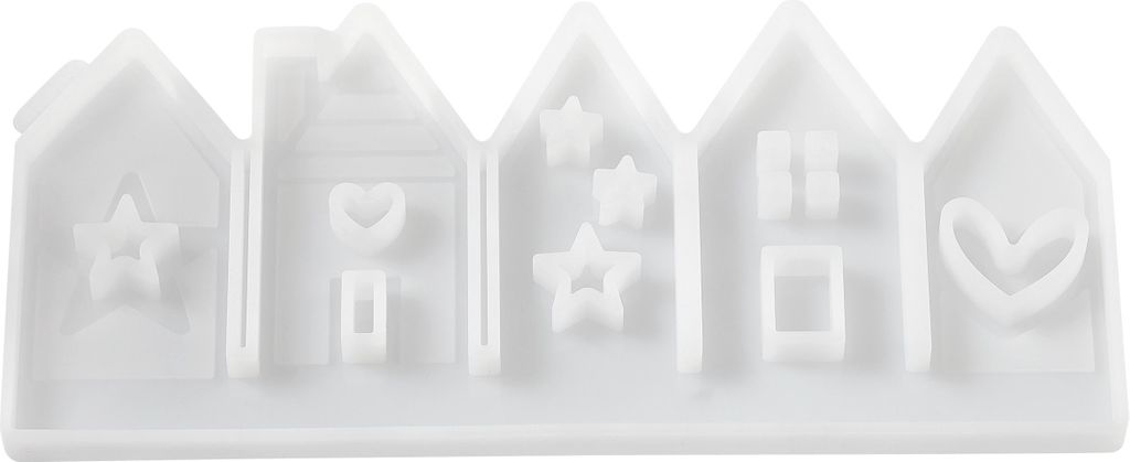 HobbyFun Silikonform Häuserreihe 5er Set 75ml 20.8x10x0.9cm Gießform Basteln