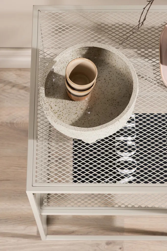 Table basse beige Netz pour salon - Table d'appoint moderne et sobre