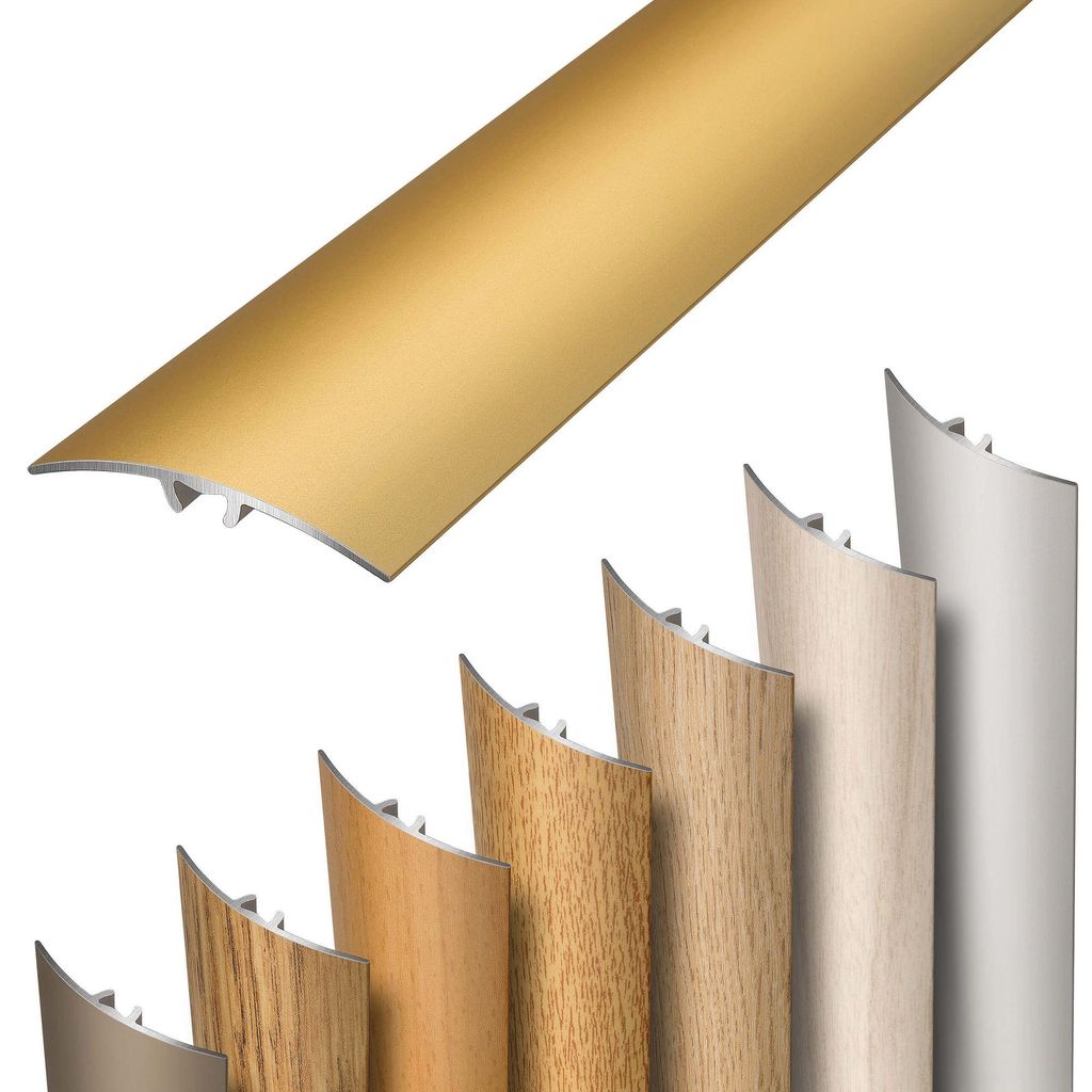 Dalsys Übergangsprofil selbstklebend, zum Stecken und verbinden 93cm x 30mm aus Aluminium, Boden Übergangsleiste Höhenausgleich in Gold