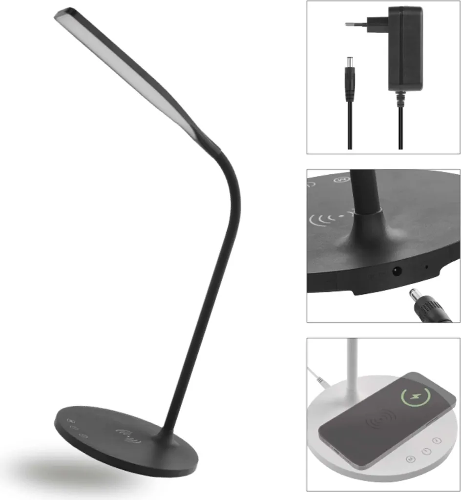 Lampada LED EMOS OSCAR 5.5W Nera | Ricarica Wireless e CRI 90+ | EMOS Z7637B - 7