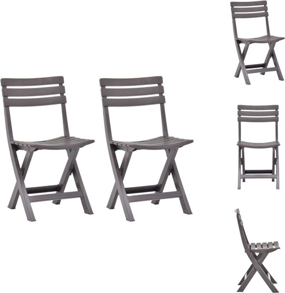 vidaXL Klappbare Gartenstühle 2 Stk. Kunststoff Mokka - Gartenstühle