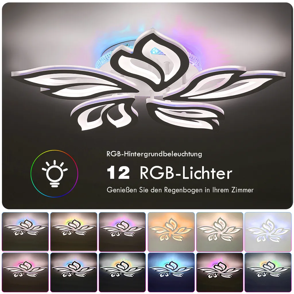 Plafonnier Dimmable RGB 54W avec Variation de Couleurs et Télécommande - 4