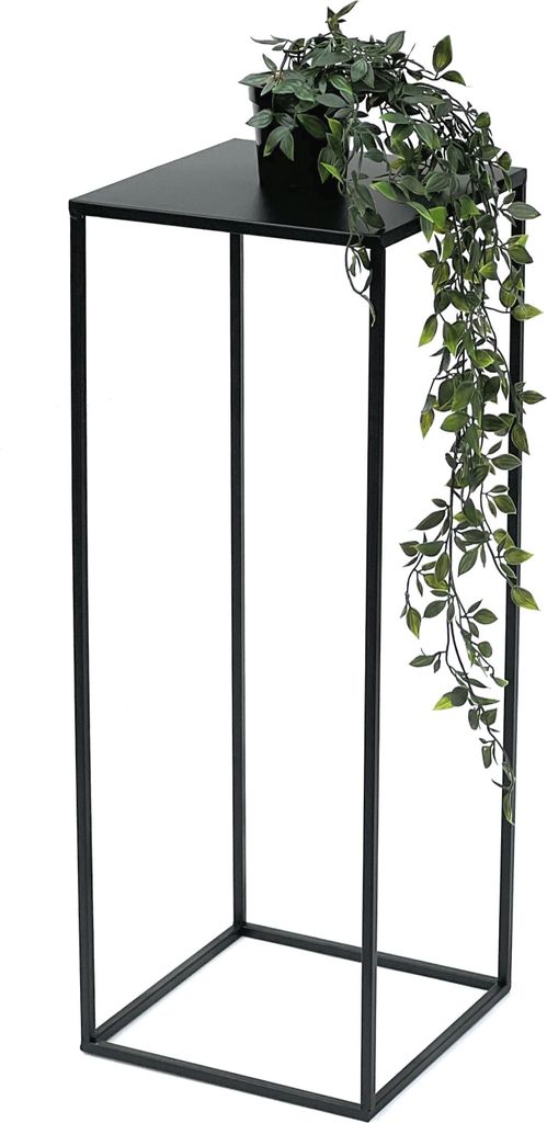 DanDiBo Blumenhocker Metall Schwarz Eckig 70 cm Blumenständer Beistelltisch 96315 L Blumensäule Modern Pflanzenständer Pflanzenhocker