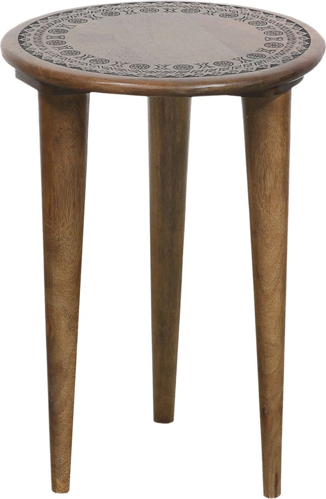 MARRAKESCH Beistelltisch Nachttisch aus Holz | Tisch Hocker Astus rund als Orientalische Dekoration modern