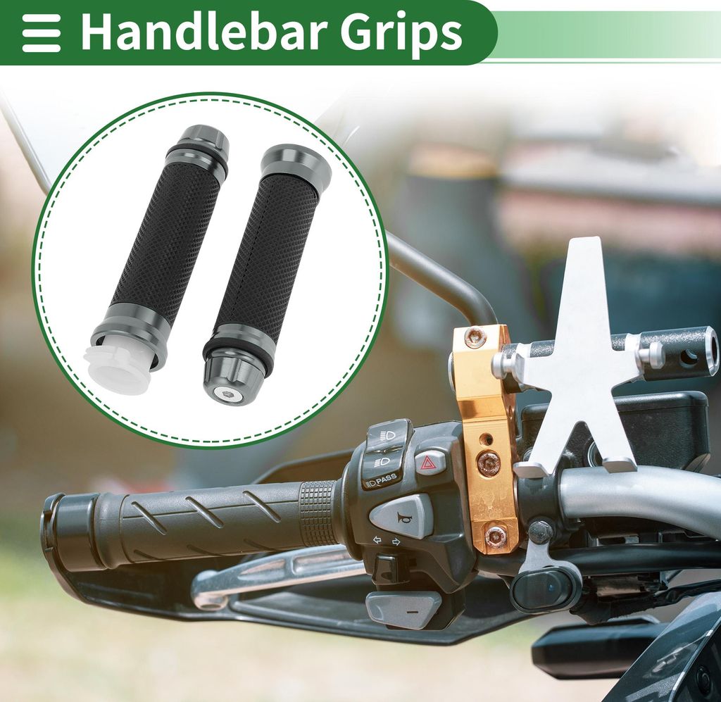 7/8" 22mm 15/16" 24mm Motorrad Handgriffabdeckungsset Aluminiumlegierung Gummi Lenker Griffe für Motorroller Scooter Fahrrad ATV Titanoptik