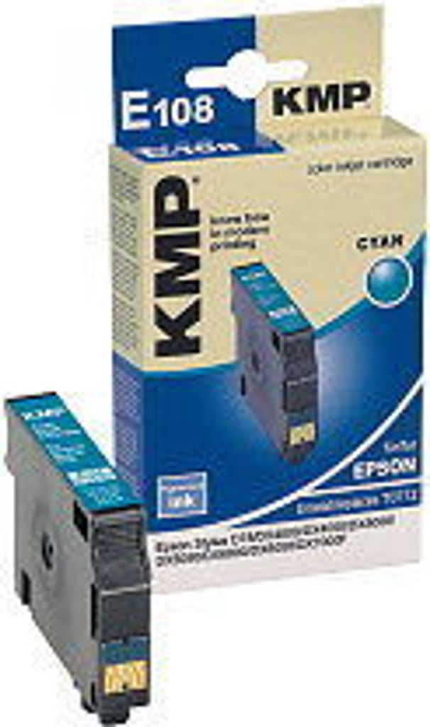 KMP E108, Cyan, Epson Stylus D 120, D 92, DX 4000, DX 4050, DX 4400, DX 4450, DX 5000, DX 5050, DX 5500, DX 6000, DX, ISO/IEC 24711, Box, Tintenstrahl