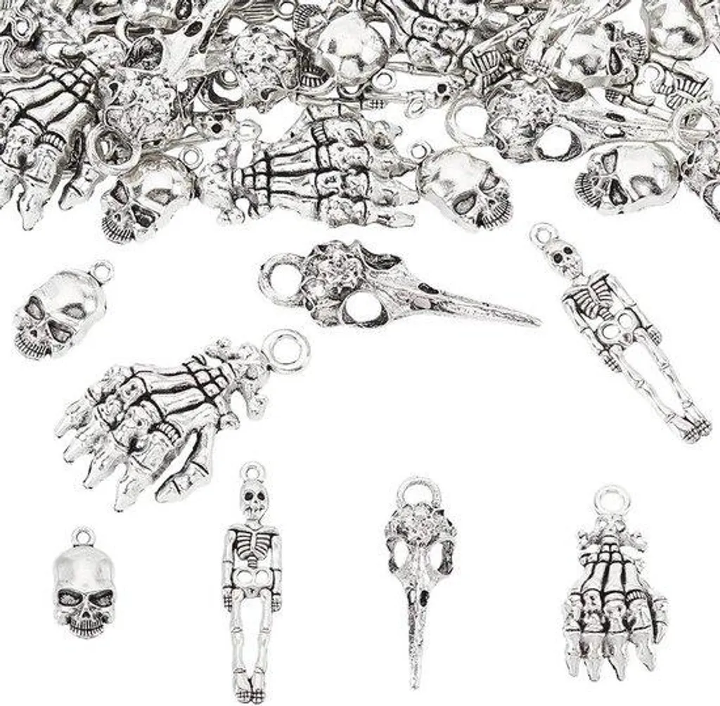 Kit breloques tête de mort pour personnaliser bracelets et colliers punk