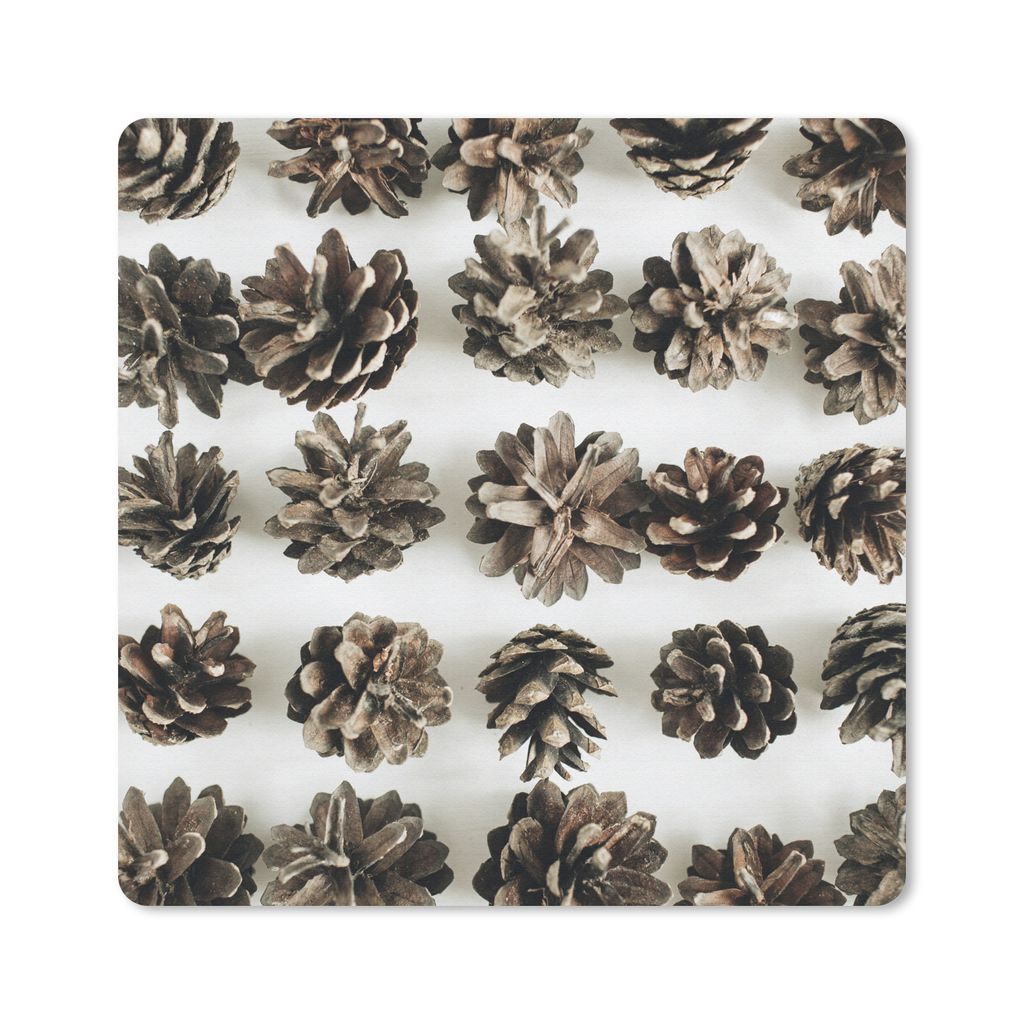 MuchoWow Mauspad Mousepad Tannenzapfen - Winter - Weiß 20x20 cm - Mousepads - Maus Mat - Pad - Mausunterlage - Desk Mat - Bureauartikeln