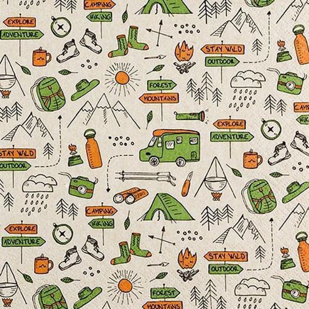 RP 20 Servietten Eco Line Time for Camping - Zeit zum Campen Eco 33x33cm