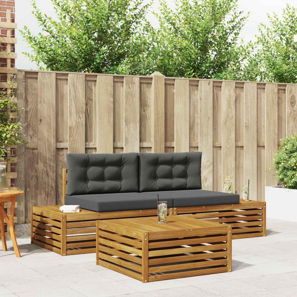 "im Sonderangebot"Outdoor-Sofagarnitur/Couchgarnitur - CLORIS - Outdoor-Möbel - für Garten/Terrasse - mit Kissen 3 Stück Natur und Anthrazit - G...