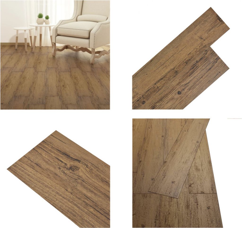 vidaXL PVC Fliesen Selbstklebend 2,51 m² 2 mm Walnussbraun - PVC Laminat Diele - PVC Laminat Dielen - PVC Diele - PVC Bodenbelag