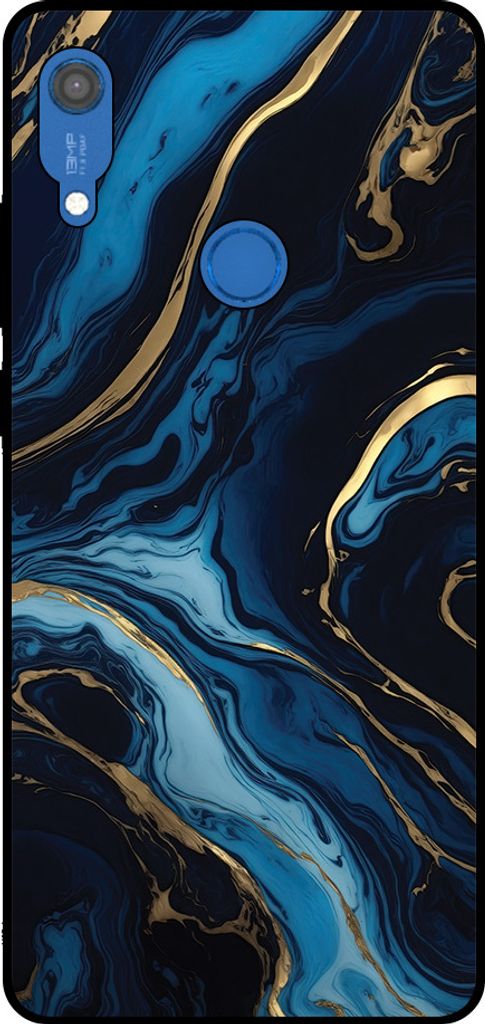 Smartphonica Phone Case Fit für Huawei Y6S mit Marmor Druck - TPU Backcover Fall Gold blau Marmor Design - Gold Blau